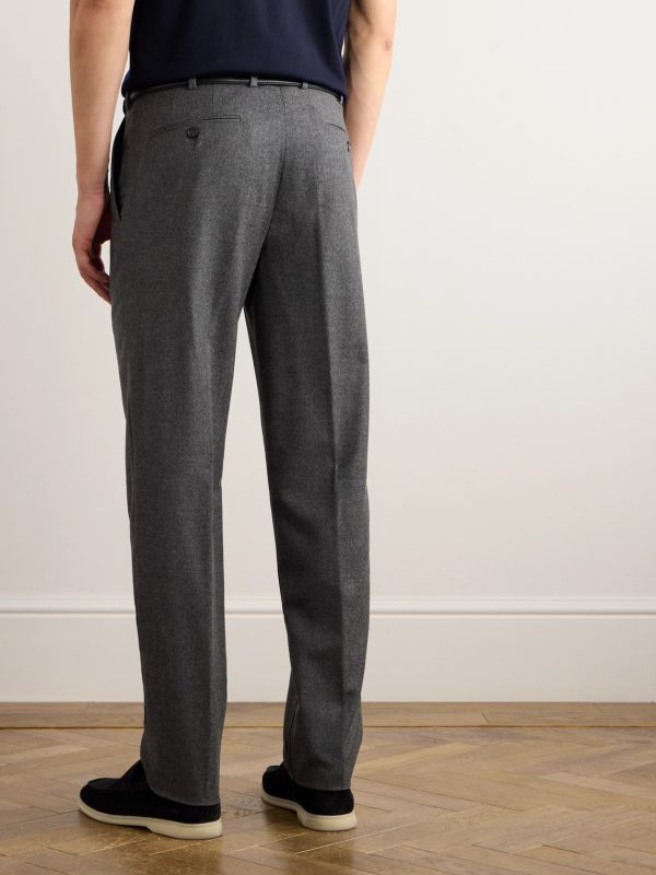 Carlo Straight-Leg Wool and Cashmere-Blend Flannel Trousers - BK