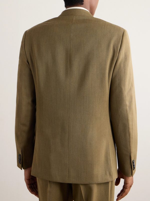 Double-Breasted Virgin Wool-Twill Suit Jacket - BK