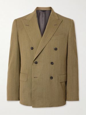 Double-Breasted Virgin Wool-Twill Suit Jacket Double-Breasted Virgin Wool-Twill Suit Jacket