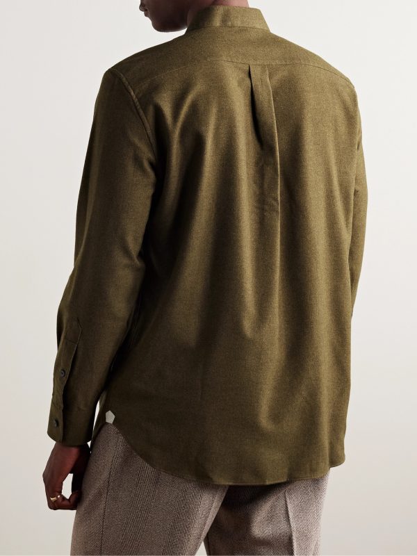 Elia Grandad-Collar Virgin Wool and Cashmere-Blend Shirt - BK Elia Grandad-Collar Virgin Wool and Cashmere-Blend Shirt - BK