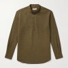Elia Grandad-Collar Virgin Wool and Cashmere-Blend Shirt Elia Grandad-Collar Virgin Wool and Cashmere-Blend Shirt