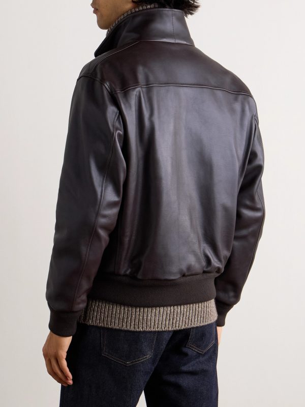 Johnie Leather Bomber Jacket - BK Johnie Leather Bomber Jacket - BK
