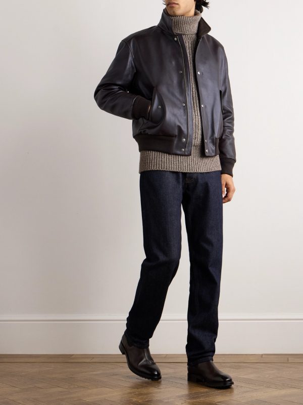 Johnie Leather Bomber Jacket - OU Johnie Leather Bomber Jacket - OU