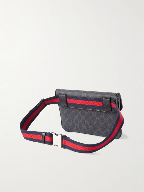 Leather-Trimmed Monogrammed Supreme Coated-Canvas Belt Bag - BK