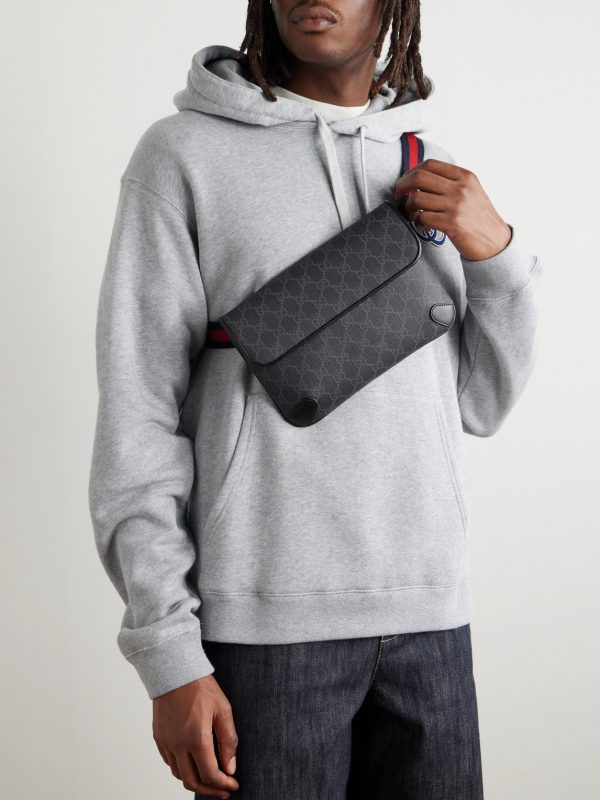 Leather-Trimmed Monogrammed Supreme Coated-Canvas Belt Bag - OU