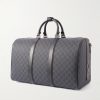 GG Leather-Trimmed Monogrammed Supreme Coated-Canvas Duffle Bag - BK GG Leather-Trimmed Monogrammed Supreme Coated-Canvas Duffle Bag - BK