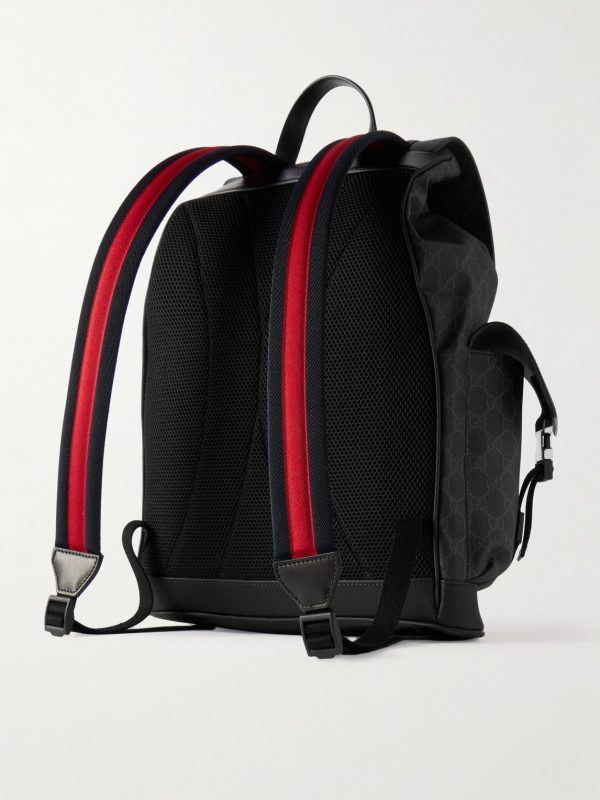 Leather-Trimmed Monogrammed Supreme Coated-Canvas Backpack - BK