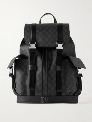 Leather-Trimmed Monogrammed Supreme Coated-Canvas Backpack Leather-Trimmed Monogrammed Supreme Coated-Canvas Backpack
