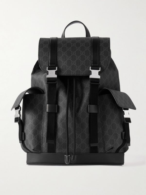 Leather-Trimmed Monogrammed Supreme Coated-Canvas Backpack