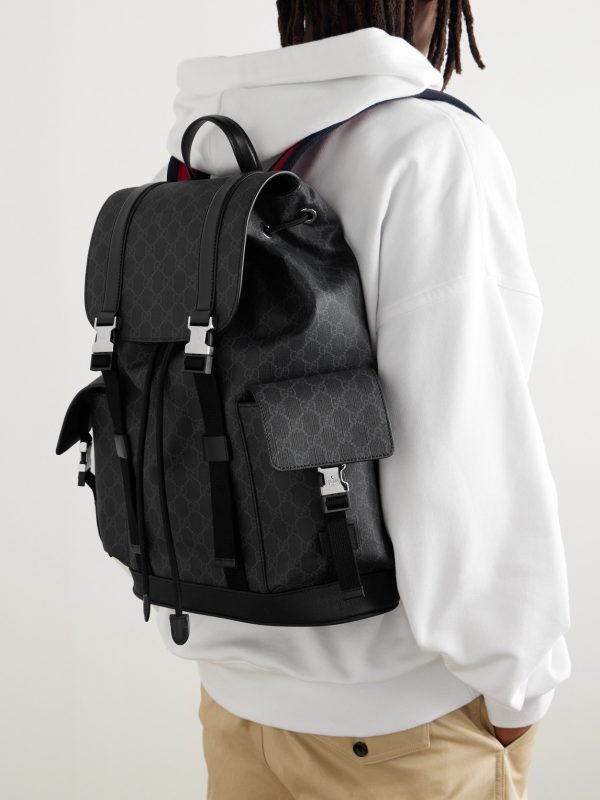 Leather-Trimmed Monogrammed Supreme Coated-Canvas Backpack - OU
