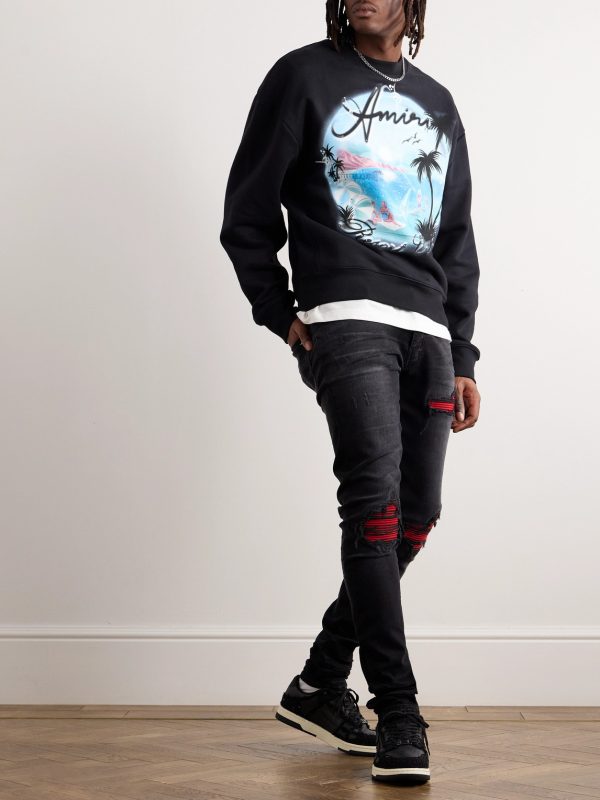 Oversized Crystal-Embellished Printed Cotton-Jersey Sweatshirt - OU Oversized Crystal-Embellished Printed Cotton-Jersey Sweatshirt - OU
