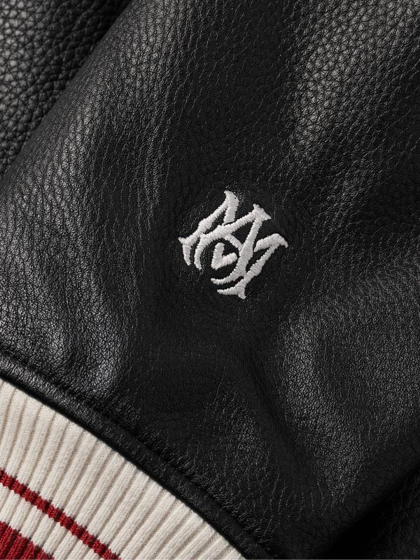 Logo-Appliquéd Leather Bomber Jacket - CU
