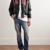 Logo-Appliquéd Leather Bomber Jacket - OU