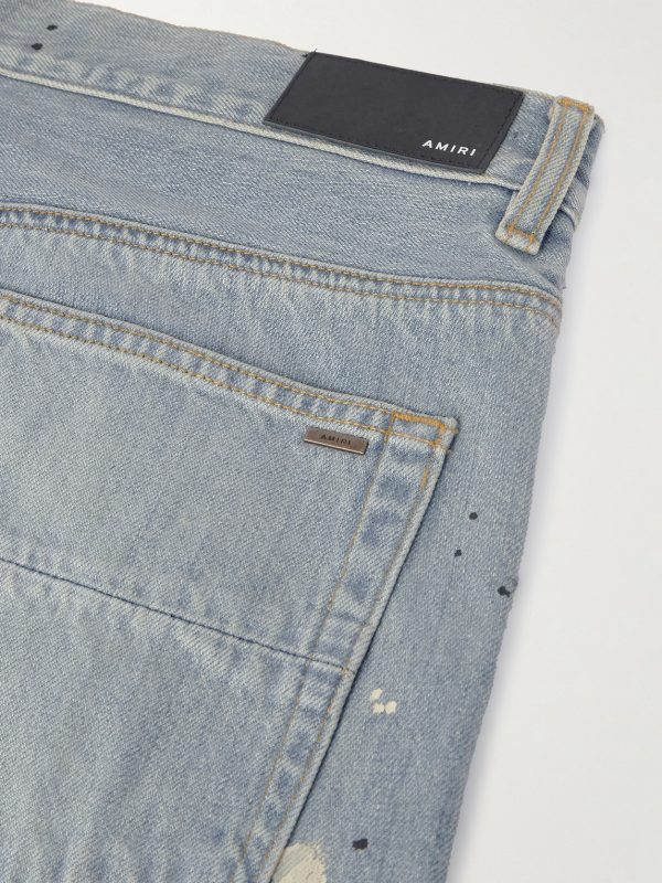 Straight-Leg Frayed Paint-Splattered Jeans - CU Straight-Leg Frayed Paint-Splattered Jeans - CU