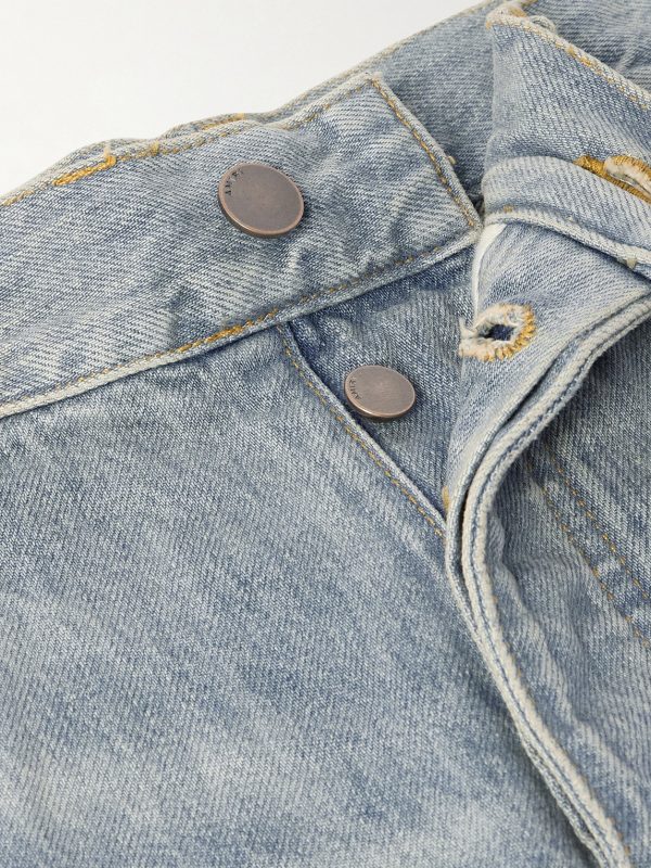 Straight-Leg Frayed Paint-Splattered Jeans - E1 Straight-Leg Frayed Paint-Splattered Jeans - E1