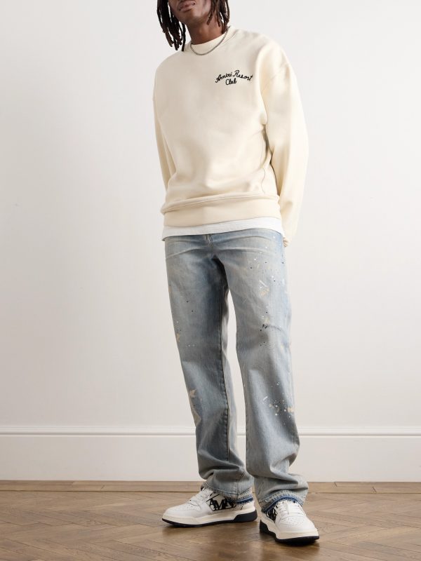 Straight-Leg Frayed Paint-Splattered Jeans - OU Straight-Leg Frayed Paint-Splattered Jeans - OU