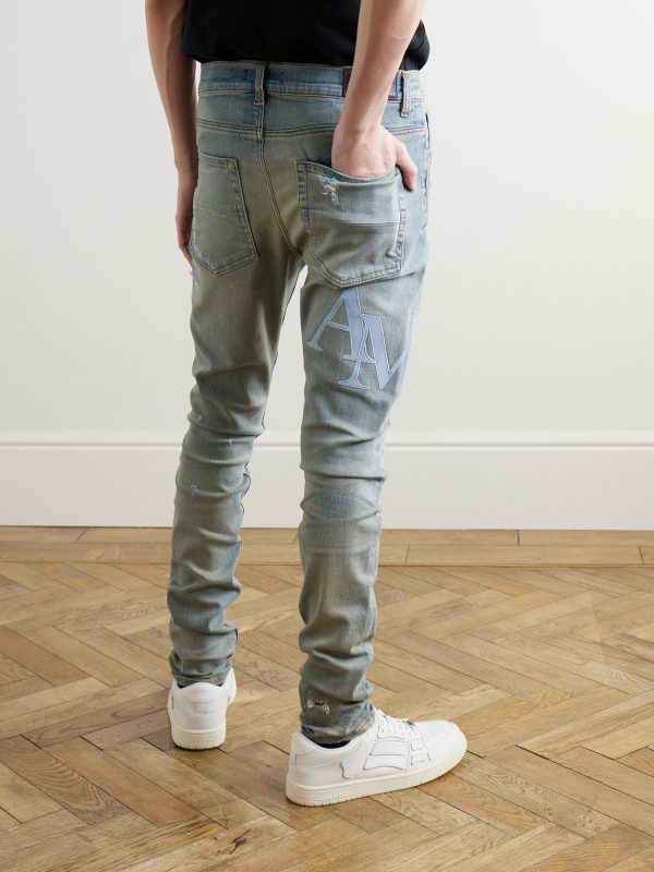 Slim-Fit Straight-Leg Logo-Appliquéd Panelled Distressed Jeans - BK Slim-Fit Straight-Leg Logo-Appliquéd Panelled Distressed Jeans - BK