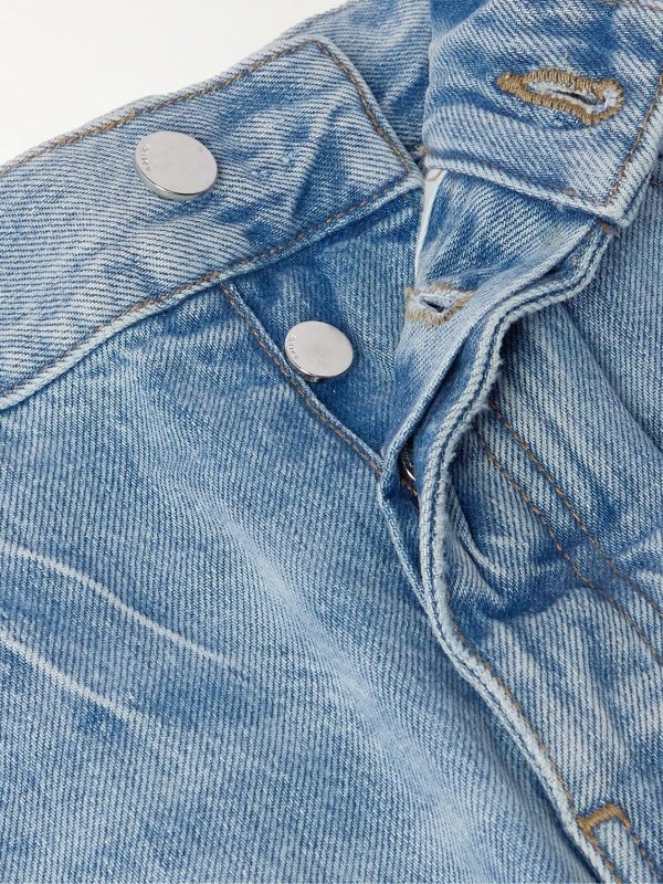 Straight-Leg Logo-Appliquéd Distressed Embroidered Jeans - E1 Straight-Leg Logo-Appliquéd Distressed Embroidered Jeans - E1