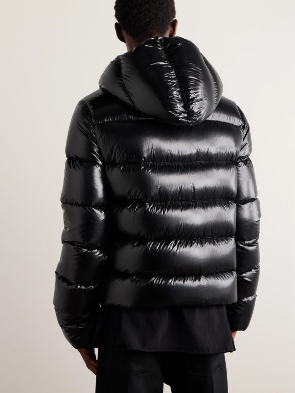 Quilted Glossed-Shell Hooded Down Jacket - BK Quilted Glossed-Shell Hooded Down Jacket - BK