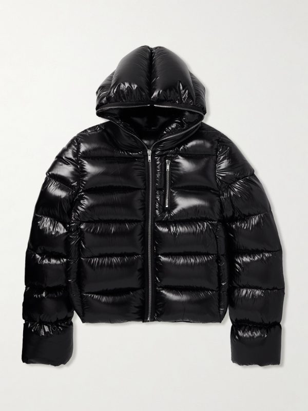 Quilted Glossed-Shell Hooded Down Jacket Quilted Glossed-Shell Hooded Down Jacket
