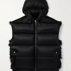 Lido Oversized Shearling-Trimmed Quilted Nylon Hooded Down Gilet