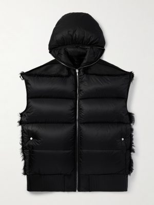 Lido Oversized Shearling-Trimmed Quilted Nylon Hooded Down Gilet Lido Oversized Shearling-Trimmed Quilted Nylon Hooded Down Gilet