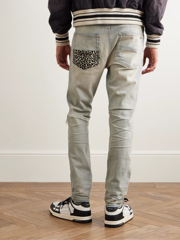 MX1 Skinny-Fit Panelled Distressed Jeans - BK