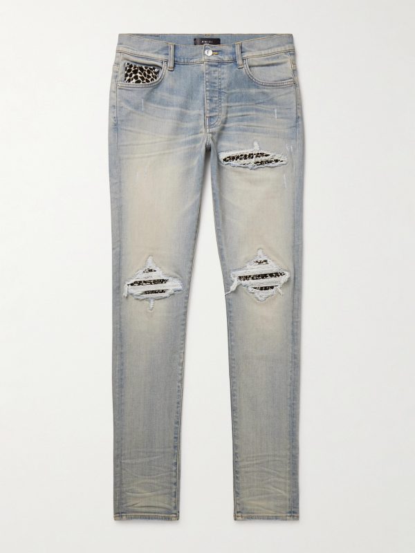 MX1 Skinny-Fit Panelled Distressed Jeans