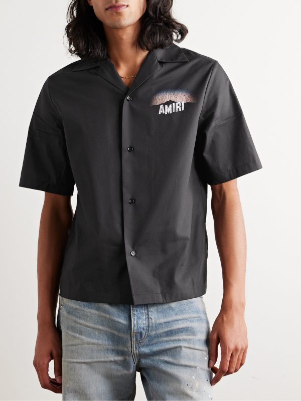 Camp-Collar Logo-Print Cotton-Poplin Shirt - FR Camp-Collar Logo-Print Cotton-Poplin Shirt - FR