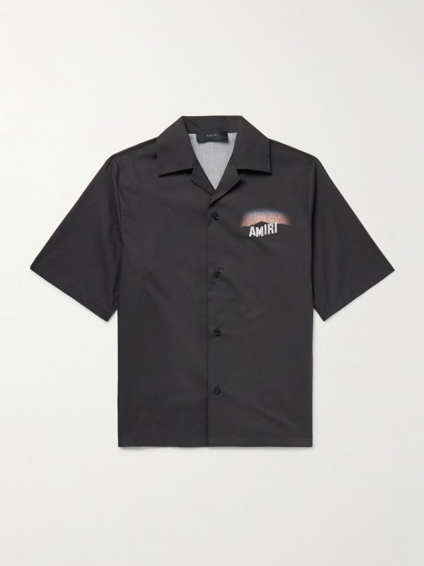 Camp-Collar Logo-Print Cotton-Poplin Shirt Camp-Collar Logo-Print Cotton-Poplin Shirt