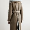 Belted Shearling Hooded Coat - BK