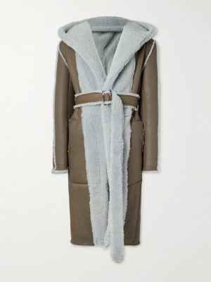 Belted Shearling Hooded Coat Belted Shearling Hooded Coat