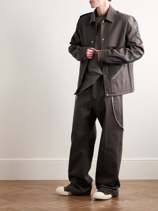 Felt and Rubber-Trimmed Cotton-Drill Overshirt - OU Felt and Rubber-Trimmed Cotton-Drill Overshirt - OU