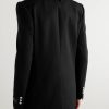 Slim-Fit Double-Breasted Wool Blazer - BK