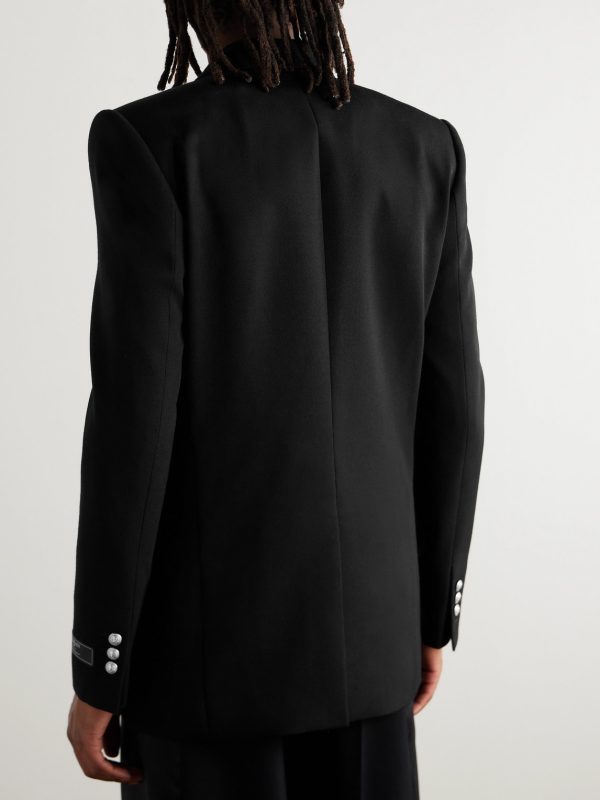 Slim-Fit Double-Breasted Wool Blazer - BK