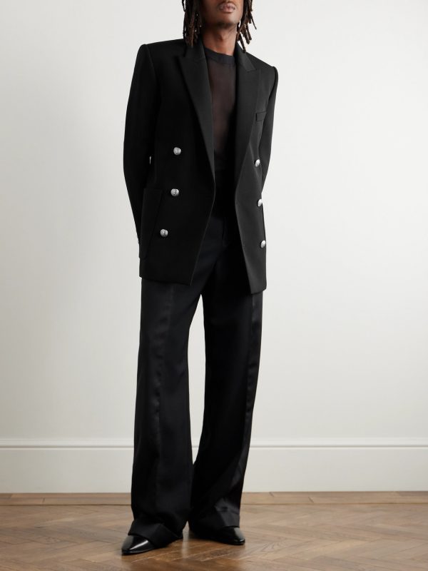 Slim-Fit Double-Breasted Wool Blazer - OU