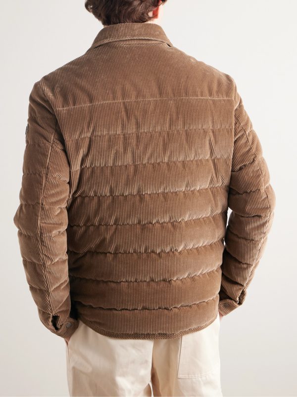 Logo-Appliquéd Cotton-Corduroy Down Shirt Jacket - BK Logo-Appliquéd Cotton-Corduroy Down Shirt Jacket - BK