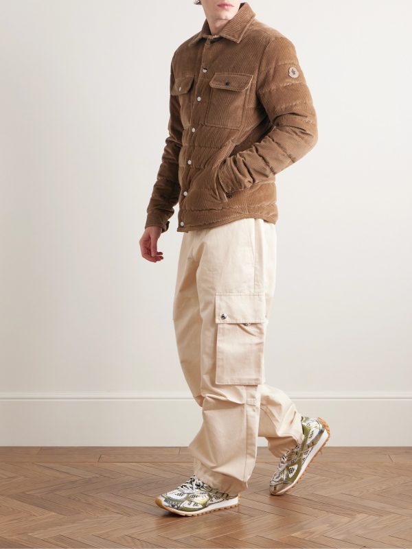 Logo-Appliquéd Cotton-Corduroy Down Shirt Jacket - OU Logo-Appliquéd Cotton-Corduroy Down Shirt Jacket - OU