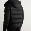 Logo-Appliquéd Quilted Wool-Flannel Hooded Down Jacket - BK