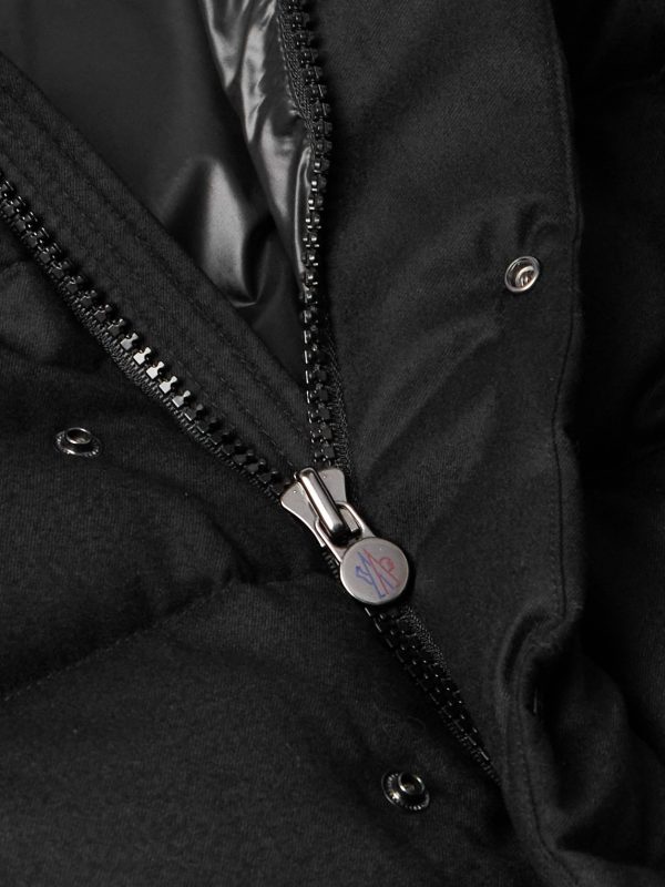 Logo-Appliquéd Quilted Wool-Flannel Hooded Down Jacket - CU