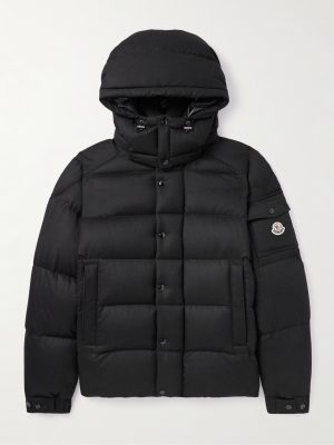 Logo-Appliquéd Quilted Wool-Flannel Hooded Down Jacket Logo-Appliquéd Quilted Wool-Flannel Hooded Down Jacket