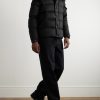 Logo-Appliquéd Quilted Wool-Flannel Hooded Down Jacket - OU