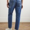 Slim-Fit Tapered Logo-Embroidered Distressed Jeans - BK Slim-Fit Tapered Logo-Embroidered Distressed Jeans - BK