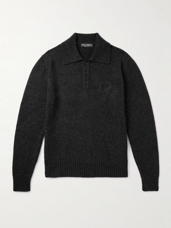 Logo-Appliquéd Knitted Polo Shirt Logo-Appliquéd Knitted Polo Shirt