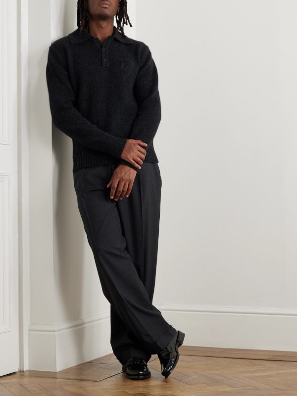 Logo-Appliquéd Knitted Polo Shirt - OU Logo-Appliquéd Knitted Polo Shirt - OU