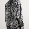 Oversized Leopard-Print Silk Shirt - BK