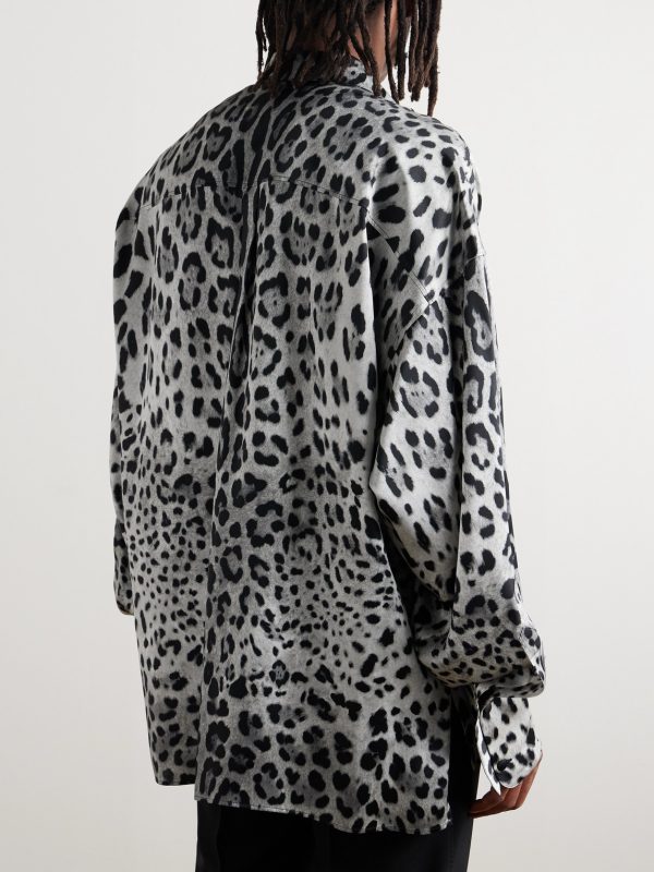 Oversized Leopard-Print Silk Shirt - BK