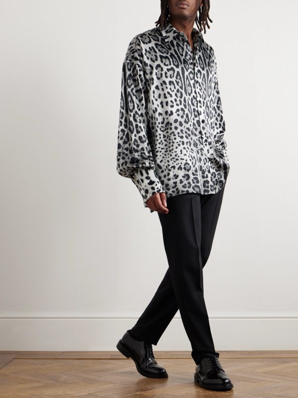 Oversized Leopard-Print Silk Shirt - OU