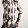 Slim-Fit Fringed Argyle Mohair-Blend Sweater - BK