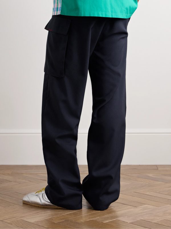 Straight-Leg Logo-Embroidered Virgin Wool Trousers - BK